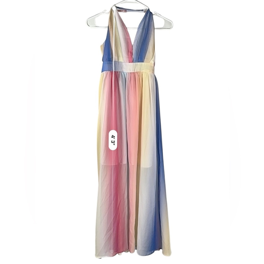 Cupshe Rainbow Maxi Dress Plunging Neckline Multicolor Polyester – Size L - Picture 12 of 15